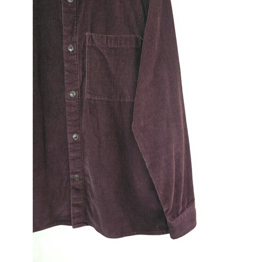 Banana Republic Organic Cotton Corduroy Shirt Mens M Burgundy Button Up